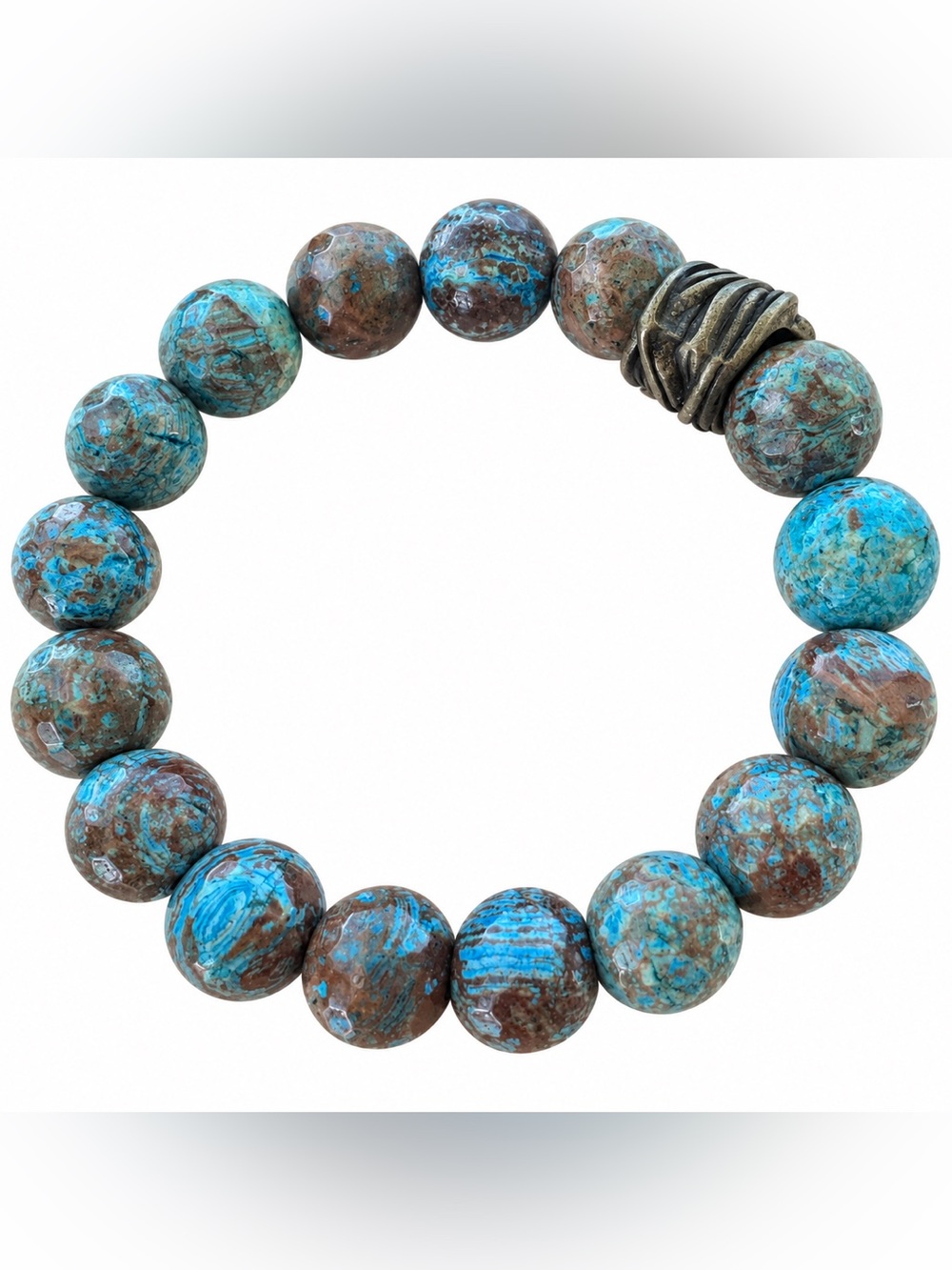 Turquoise Brown Stone Beaded Stretch Bracelet Chunky Statement